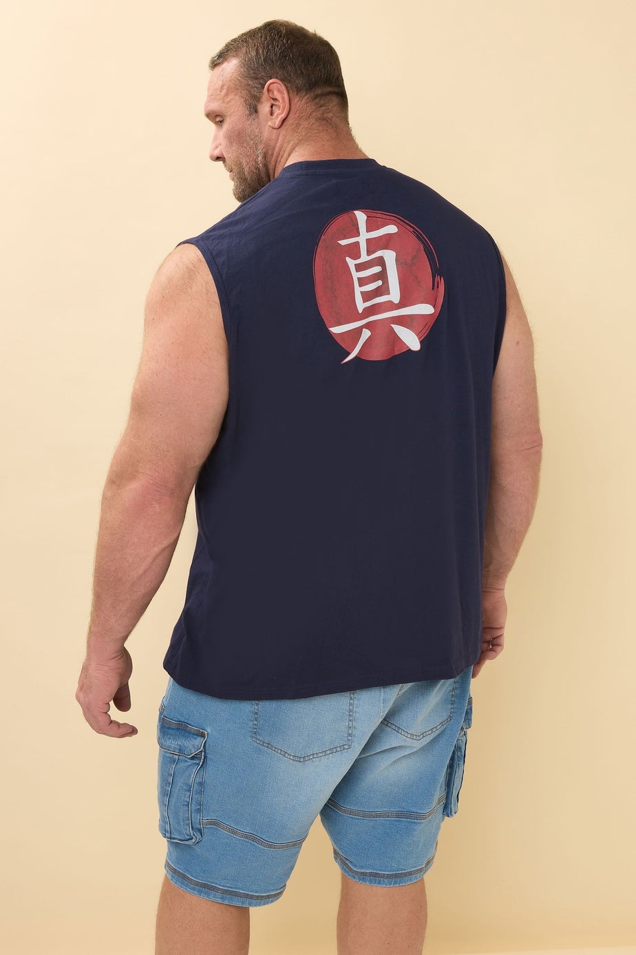 BadRhino Navy Blue Japanese Graphic Print Vest Top