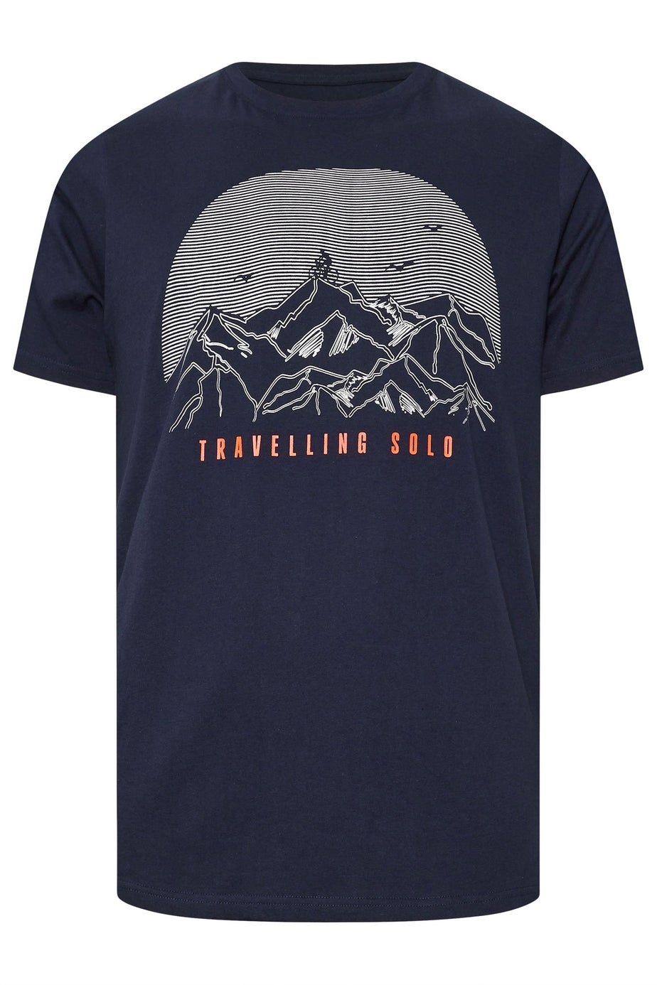Badrhino Navy Blue Travelling Solo Print T-Shirt