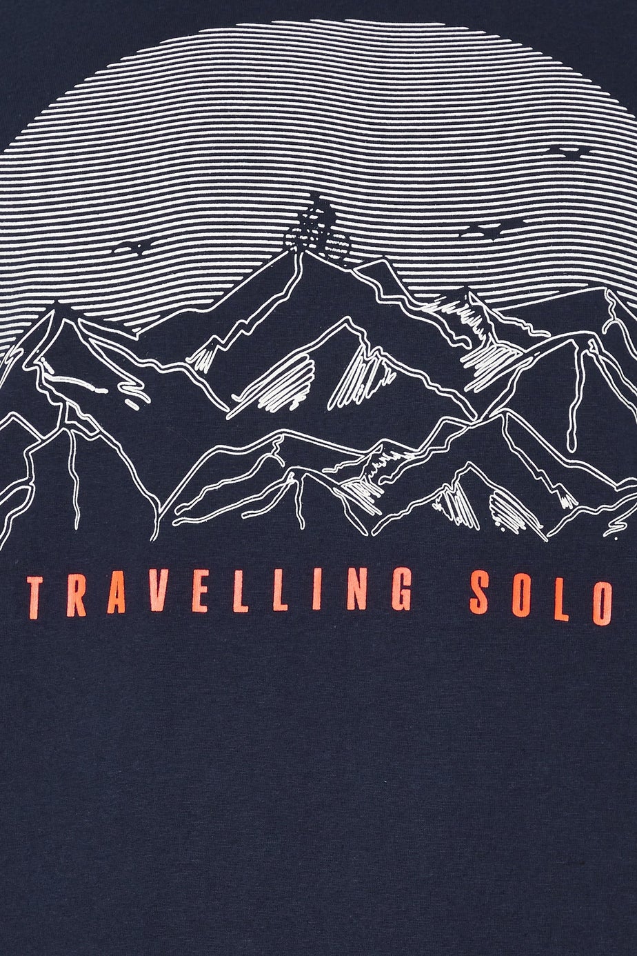 Badrhino Navy Blue Travelling Solo Print T-Shirt