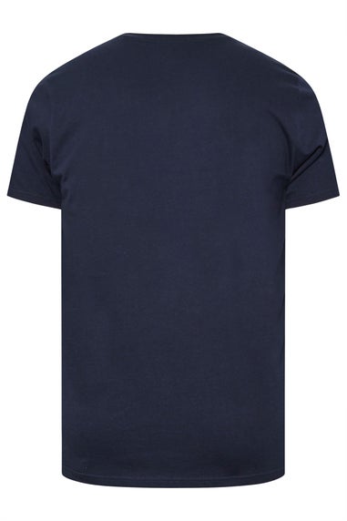 Badrhino Navy Blue Travelling Solo Print T-Shirt