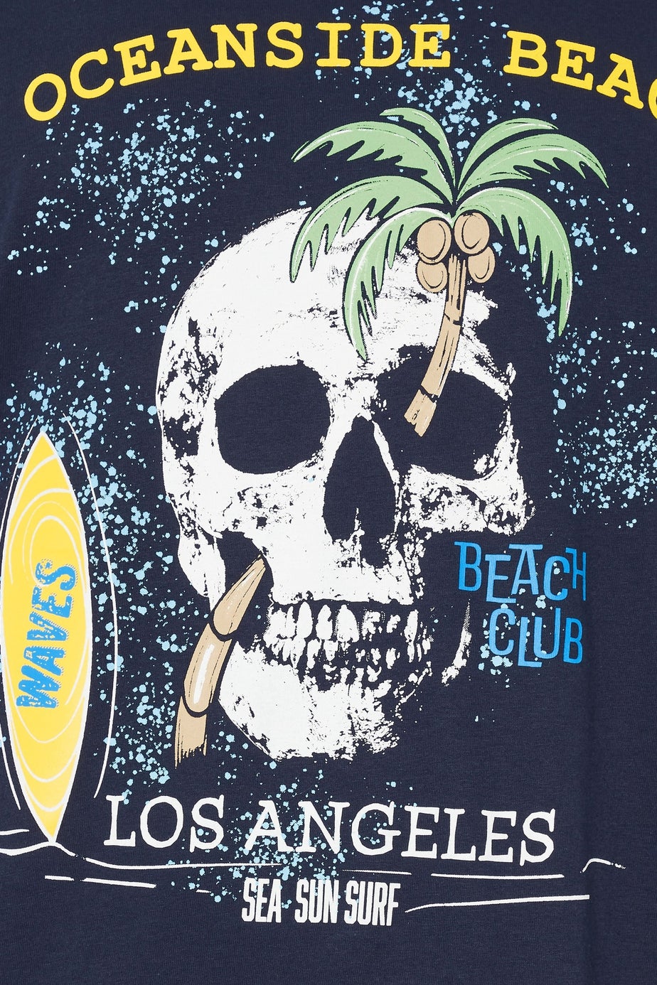 Badrhino Navy Blue Oceanside Beach Graphic T-Shirt