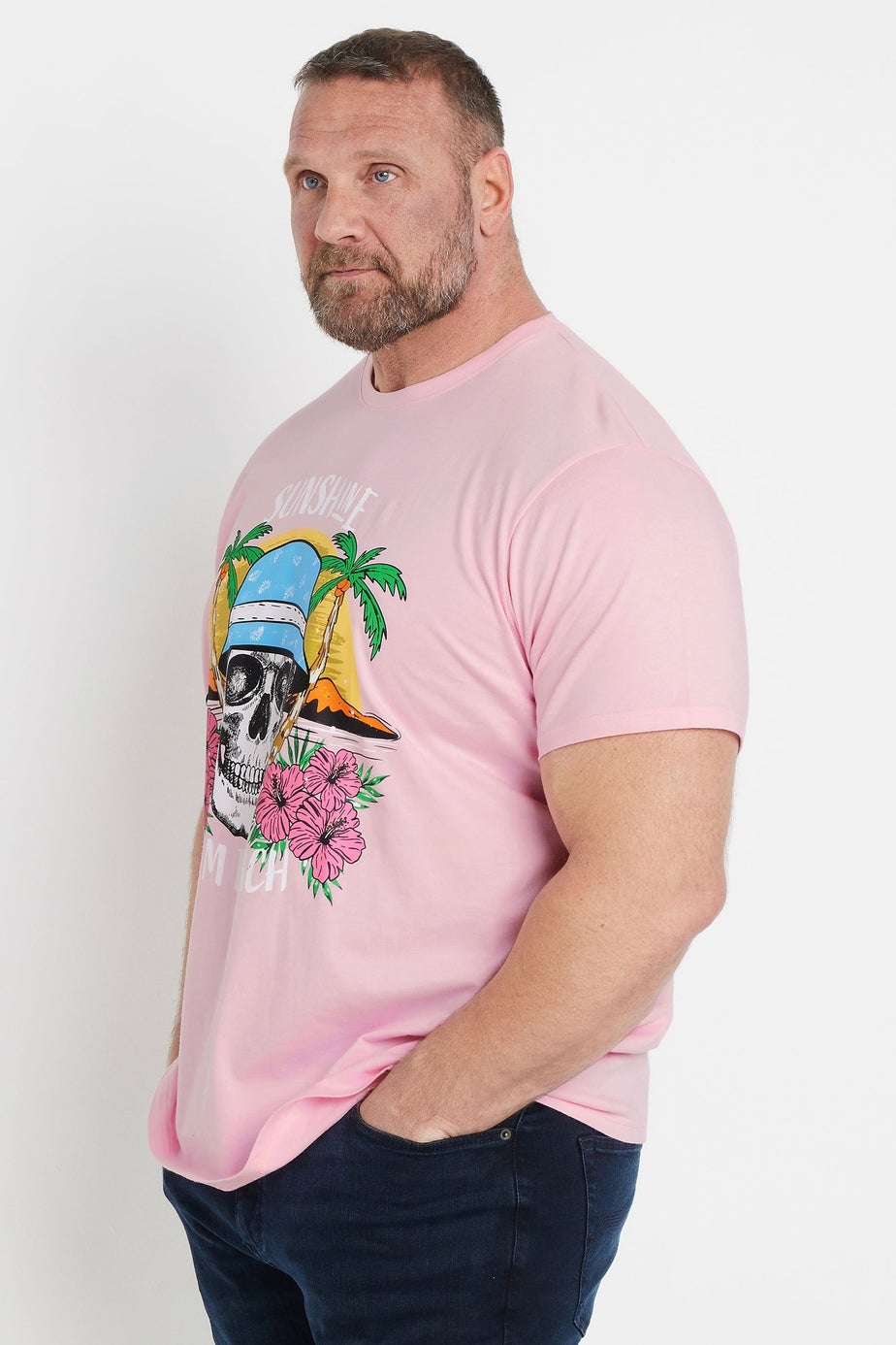 Badrhino Light Pink Sunshine Palm Beach Graphic T-Shirt
