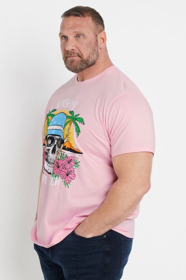 Badrhino Light Pink Sunshine Palm Beach Graphic T-Shirt