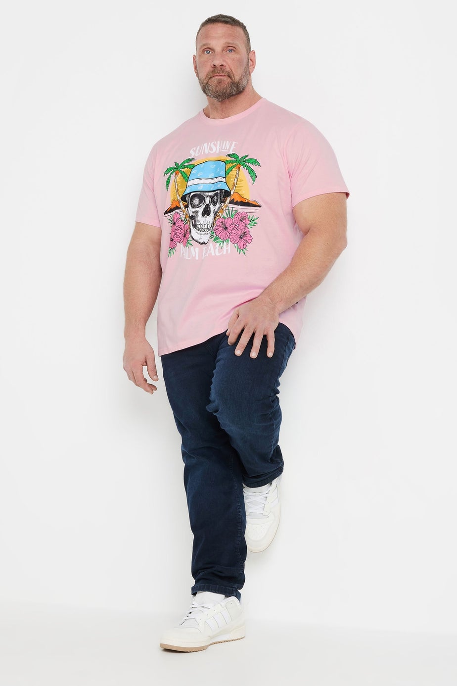 Badrhino Light Pink Sunshine Palm Beach Graphic T-Shirt