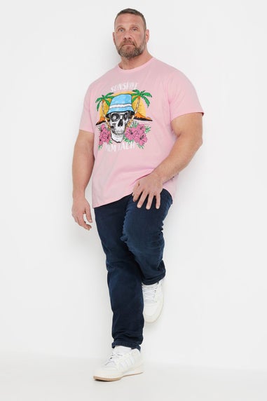 Badrhino Light Pink Sunshine Palm Beach Graphic T-Shirt