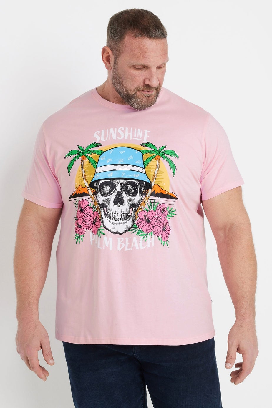 Badrhino Light Pink Sunshine Palm Beach Graphic T-Shirt
