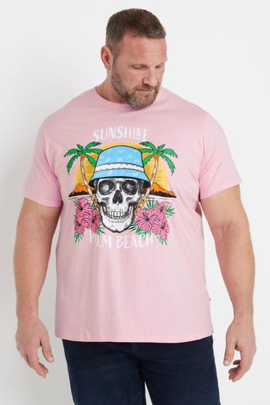Badrhino Light Pink Sunshine Palm Beach Graphic T-Shirt