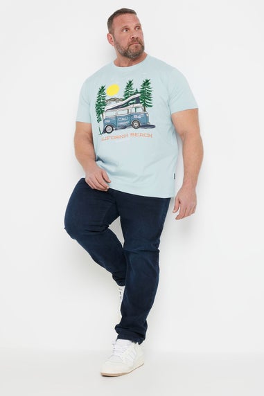 Badrhino Light Blue California Beach Campervan T-Shirt