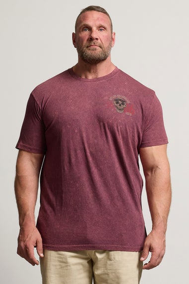 Badrhino Red Acid Wash Nevada Motorheads Slogan T-Shirt