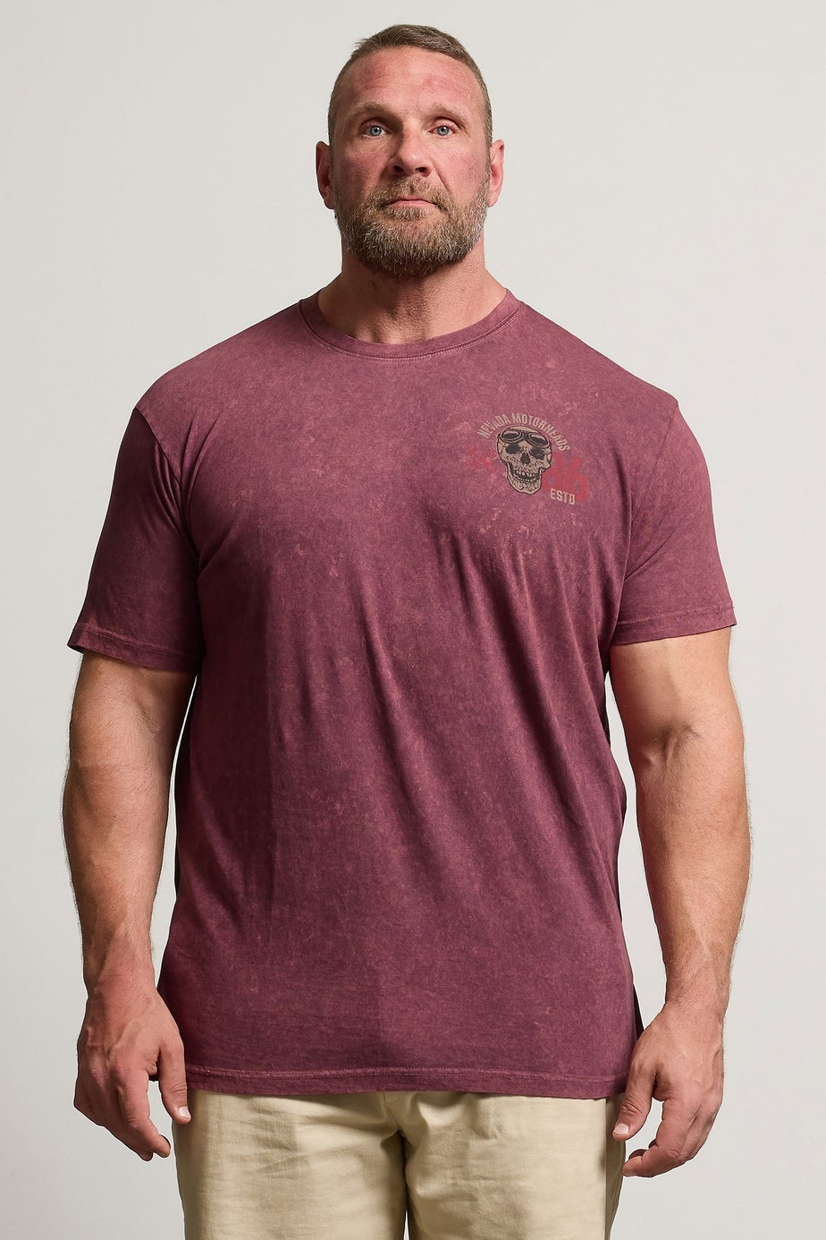 Badrhino Red Acid Wash Nevada Motorheads Slogan T-Shirt