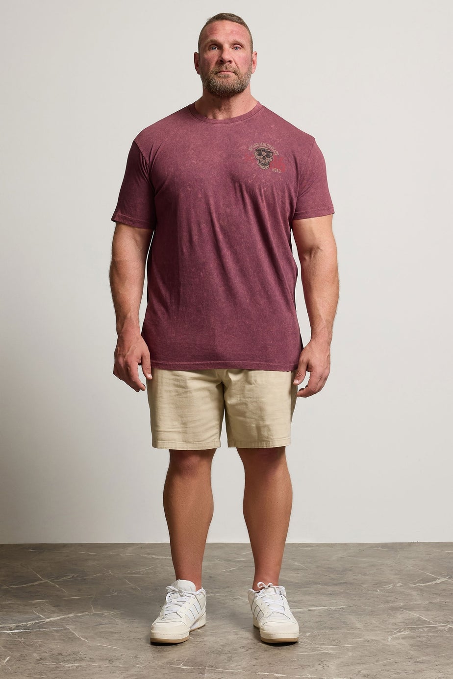 Badrhino Red Acid Wash Nevada Motorheads Slogan T-Shirt