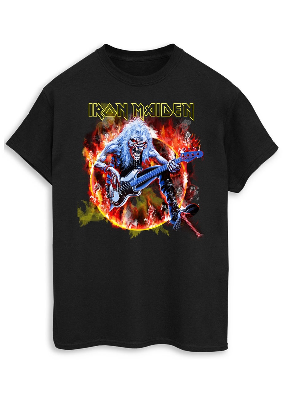 Iron Maiden Flames Black Graphic Music T-Shirt