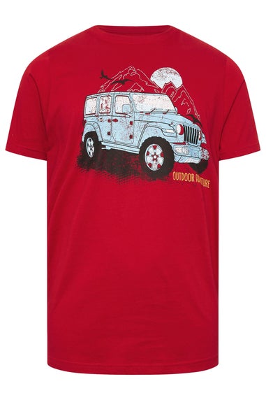 BadRhino Red Jeep Graphic Print T-Shirt