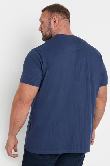 BadRhino Navy Blue Seersucker Textured T-Shirt