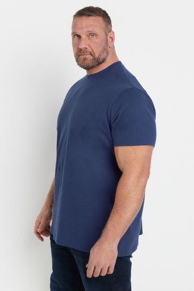 BadRhino Navy Blue Seersucker Textured T-Shirt