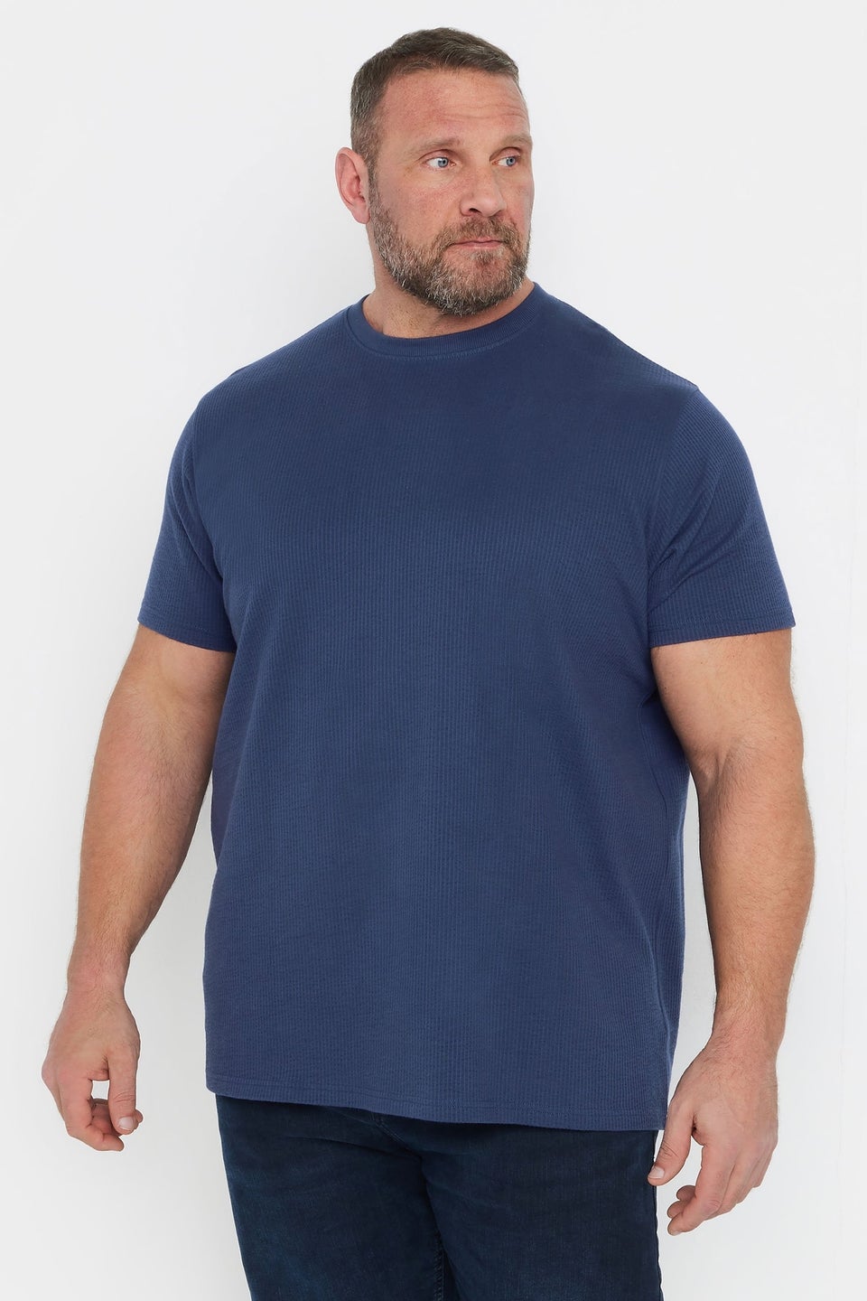 BadRhino Navy Blue Seersucker Textured T-Shirt