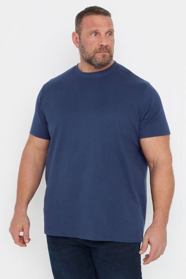 BadRhino Navy Blue Seersucker Textured T-Shirt