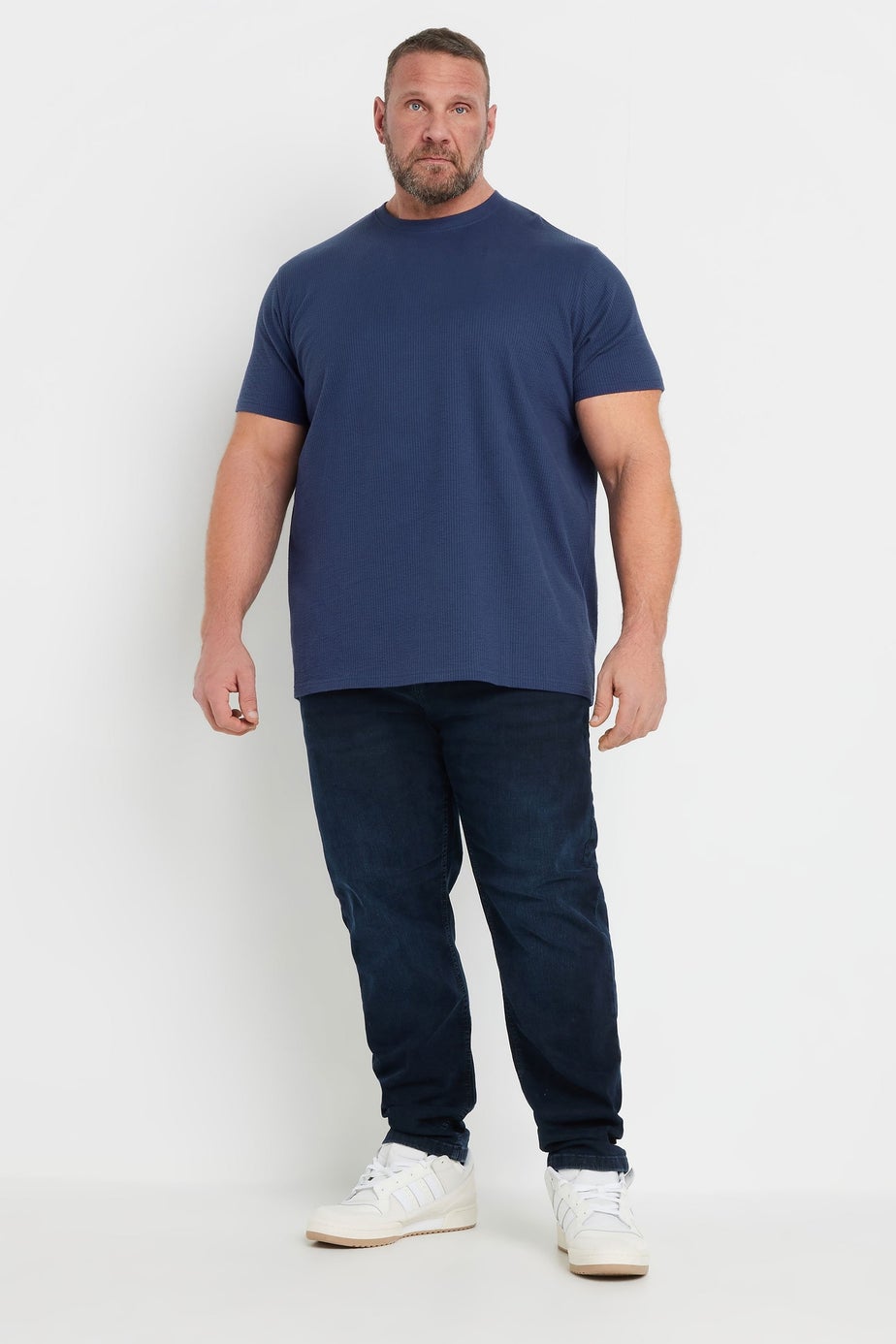 BadRhino Navy Blue Seersucker Textured T-Shirt