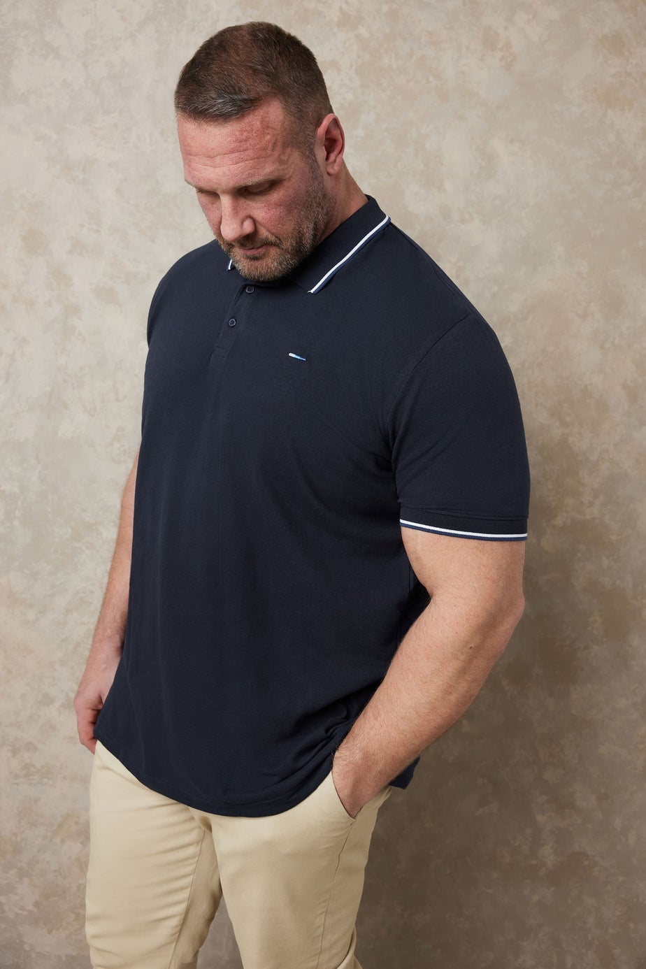 BadRhino Navy Blue Tipped Core Polo Shirt