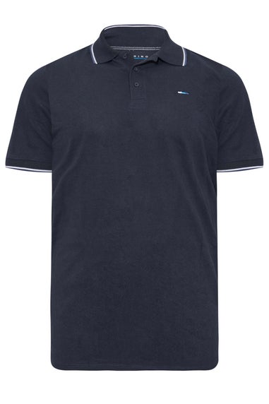 BadRhino Navy Blue Tipped Core Polo Shirt