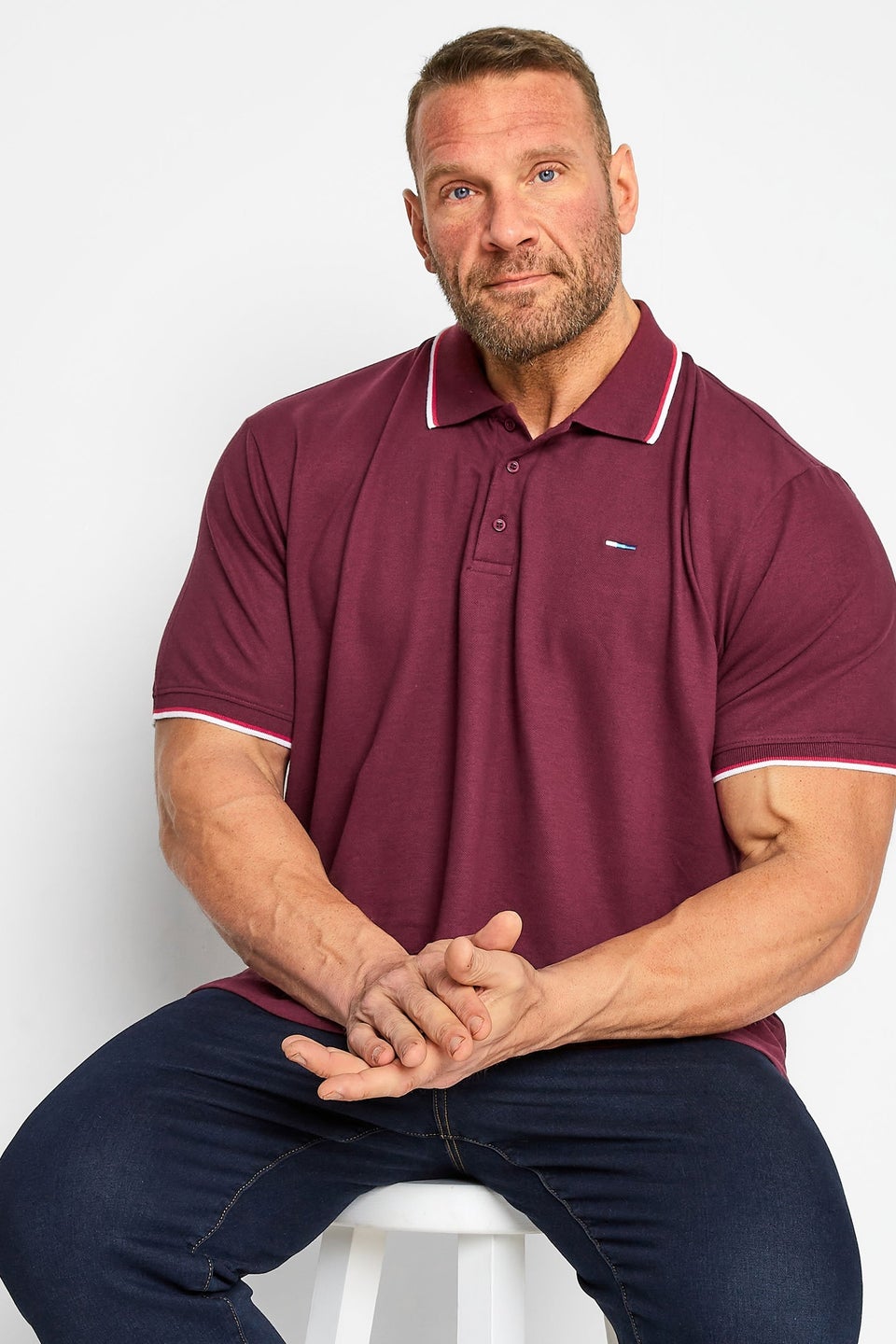 BadRhino Windsor Wine Red Tipped Red Polo Shirt
