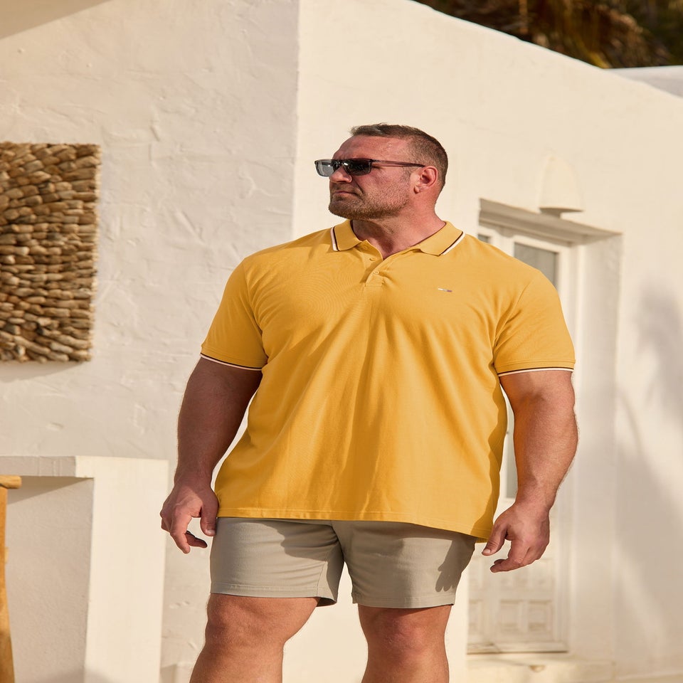 BadRhino 3 Pack Blue & Yellow Tipped Polo Shirts