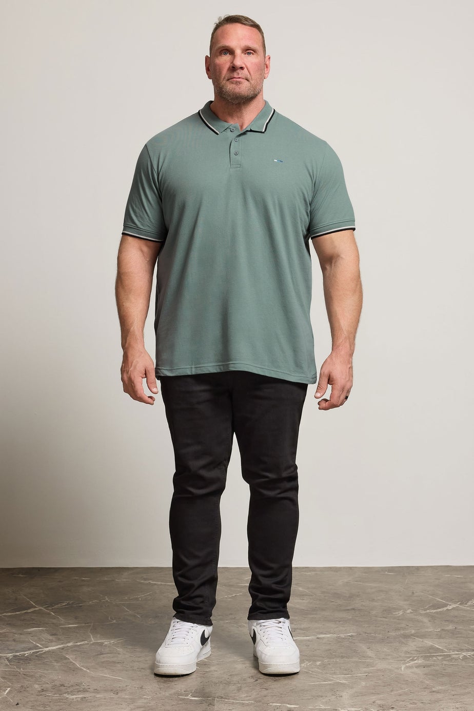 BadRhino 3 Pack Green & Blue Tipped Polo Shirt