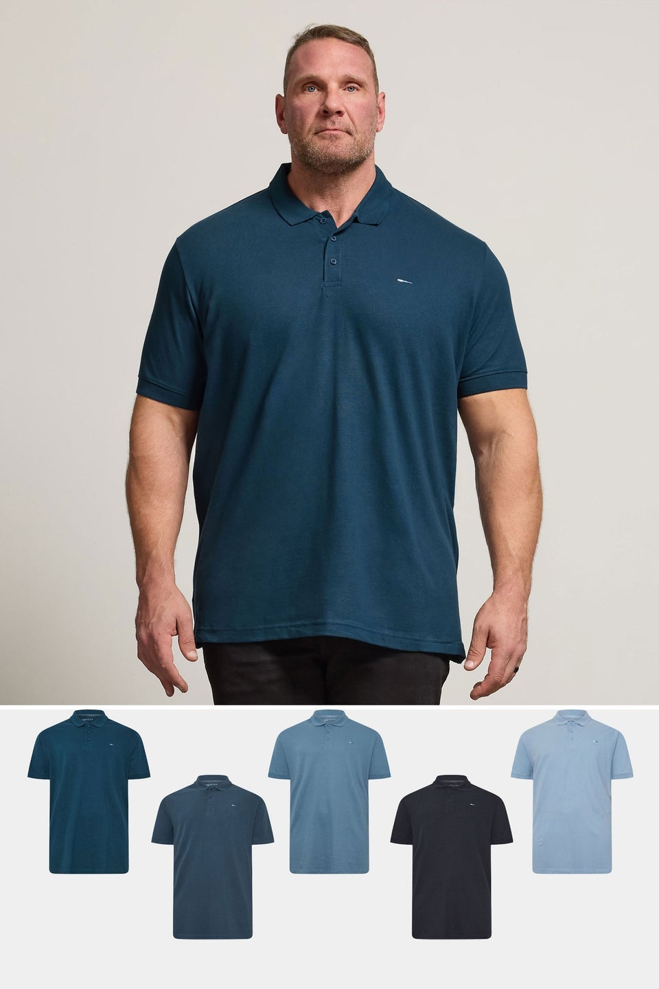 BadRhino 5 Pack Navy Blue & Light Blue Polo Shirts