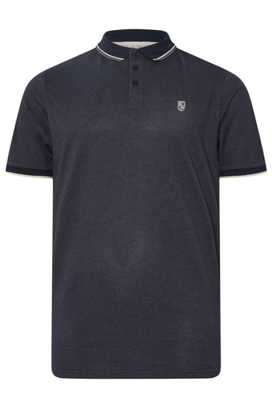 BadRhino Navy Blue Textured Waffle Polo Shirt