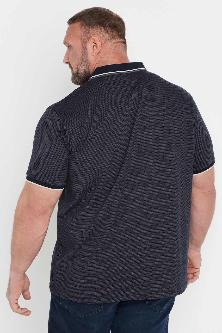 BadRhino Navy Blue Textured Waffle Polo Shirt