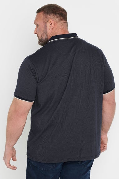 BadRhino Navy Blue Textured Waffle Polo Shirt
