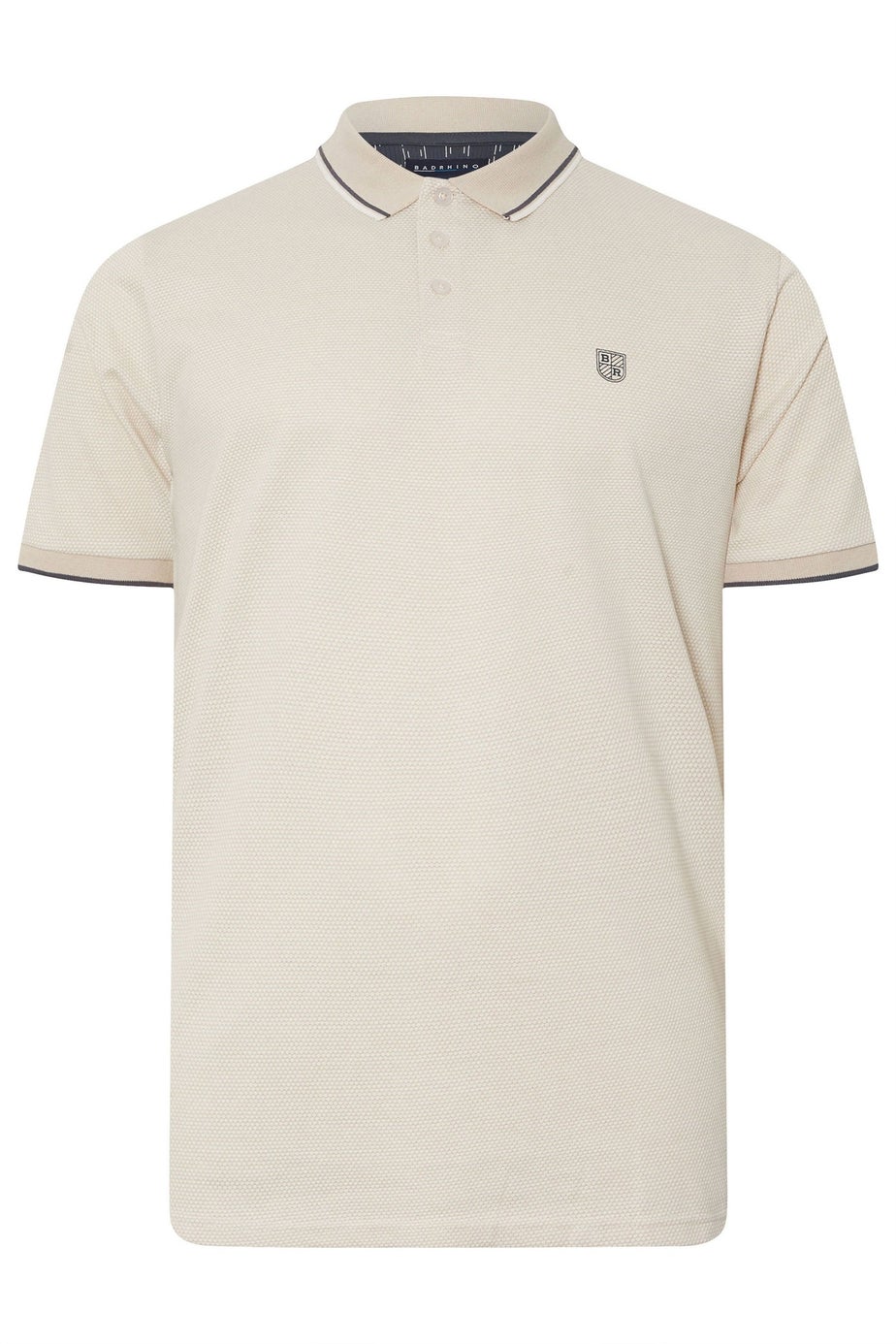 BadRhino Beige Brown Textured Waffle Polo Shirt