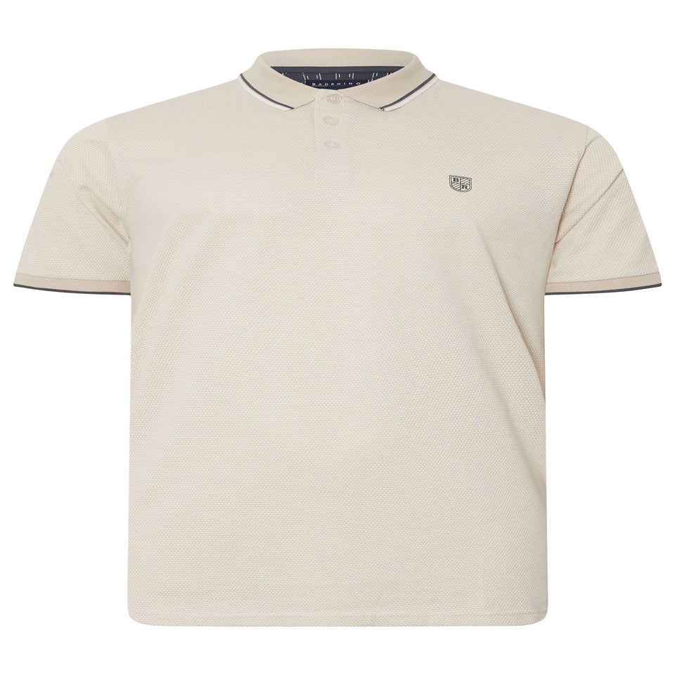BadRhino Beige Brown Textured Waffle Polo Shirt