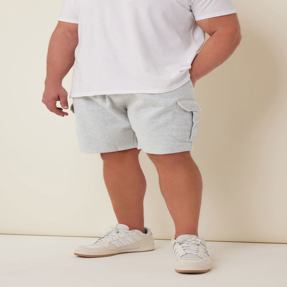 BadRhino Grey Marl Essential Cargo Jogger Shorts