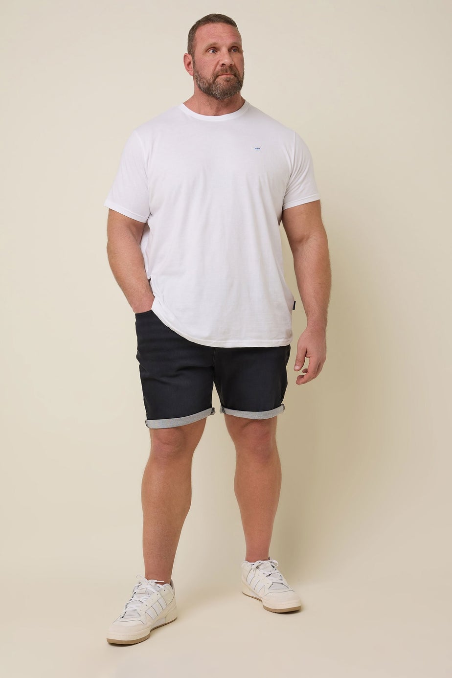 BadRhino Big & Tall Black Knitted Denim Shorts