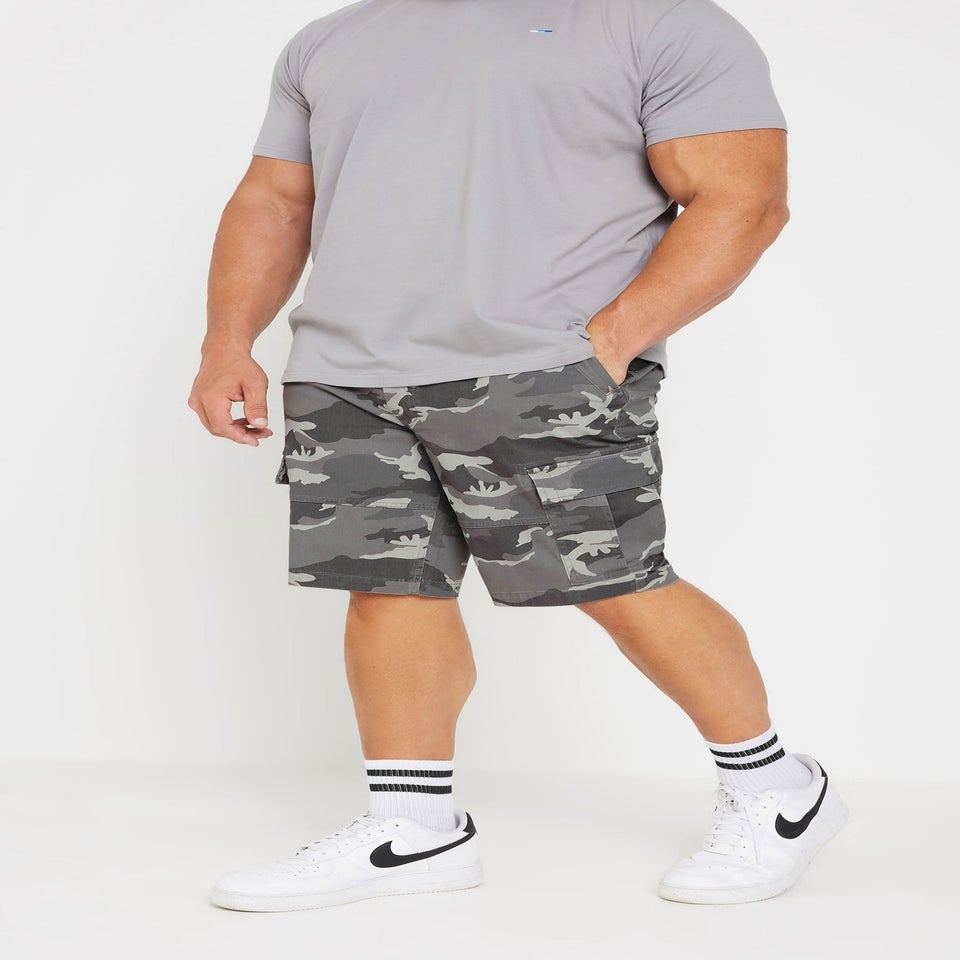 BadRhino Big & Tall Grey Camo Cargo Shorts