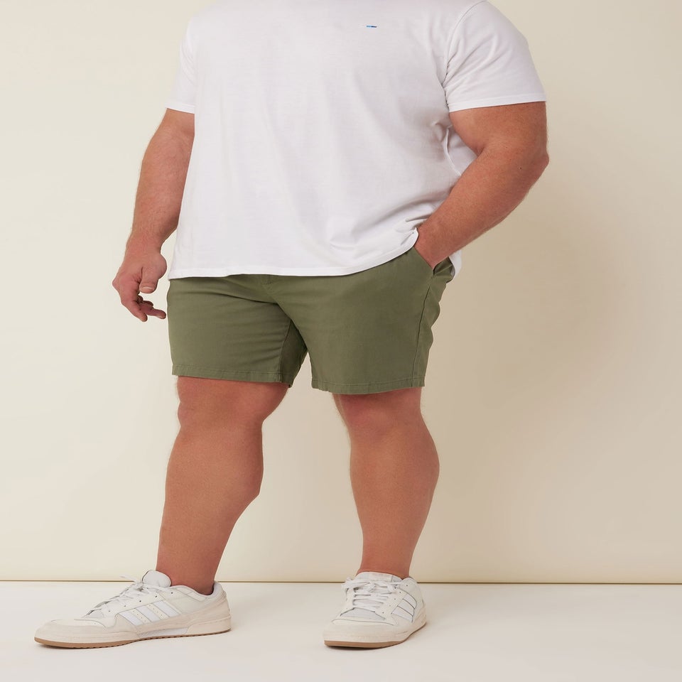 BadRhino Big & Tall Khaki Green Stretch Chino Shorts