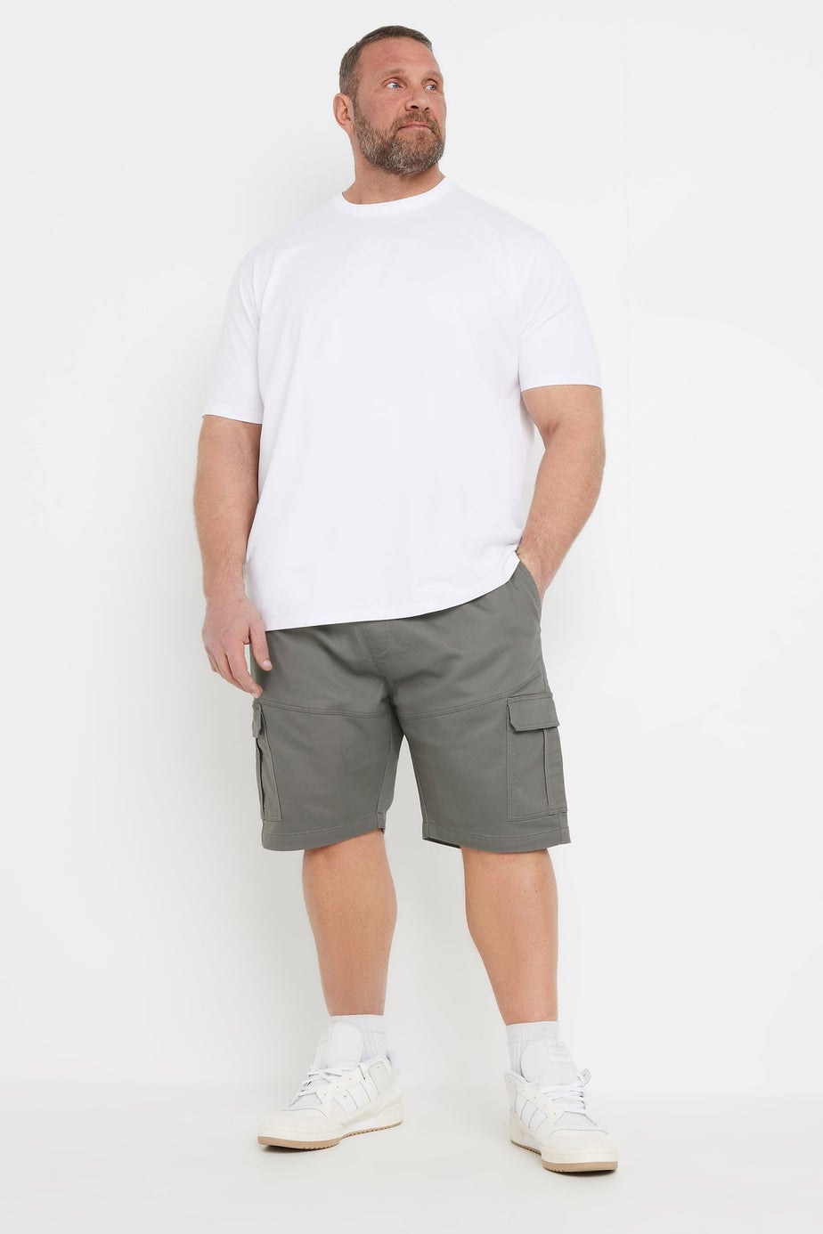 BadRhino Charcoal Grey Elasticated Waist Stretch Cargo Shorts