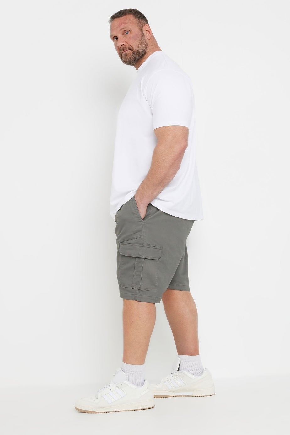 BadRhino Charcoal Grey Elasticated Waist Stretch Cargo Shorts