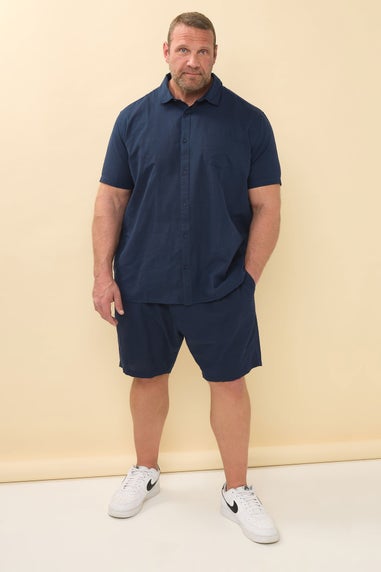 BadRhino Navy Blue Cotton Linen Mix Shorts