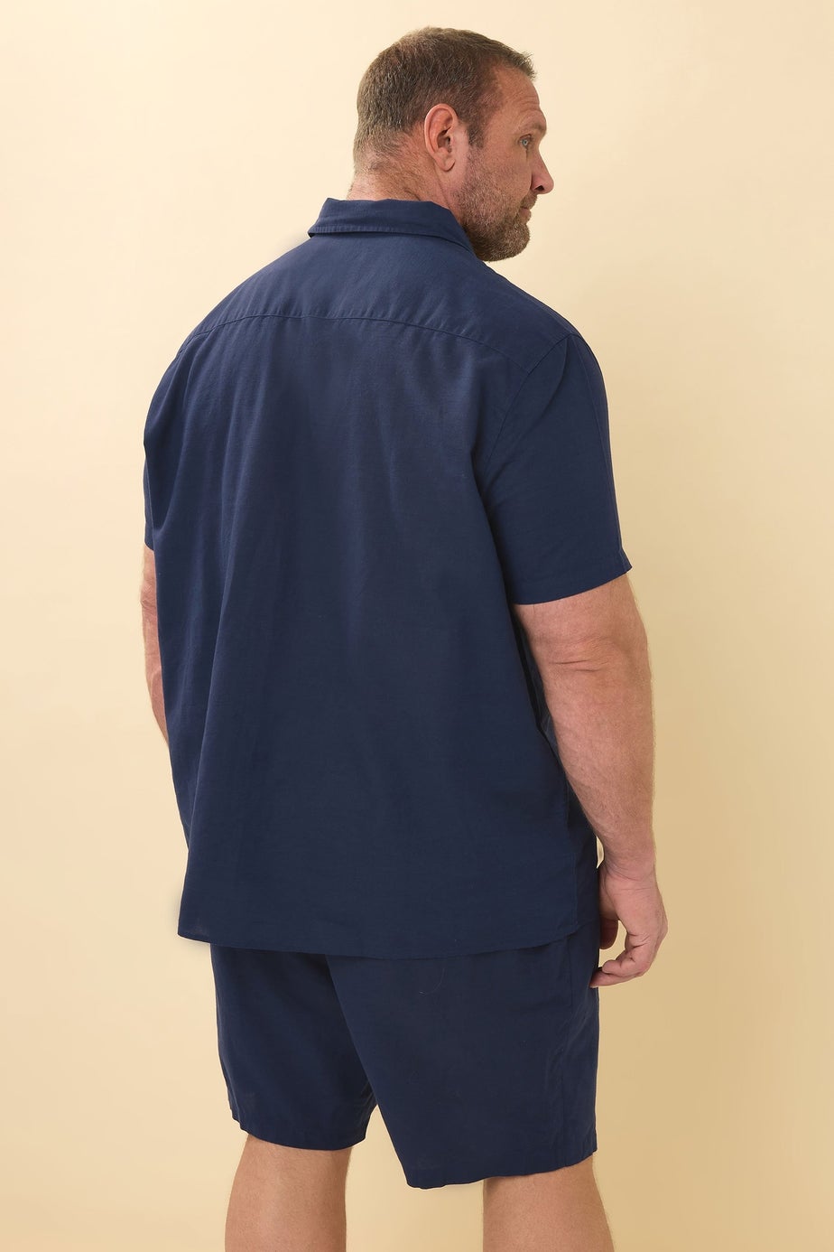 BadRhino Navy Blue Cotton Linen Mix Shorts