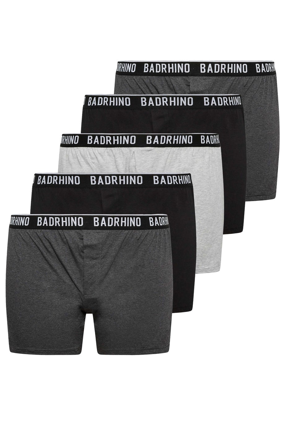 BadRhino 5 Pack Black & Grey Button Up Loose Fit Boxers