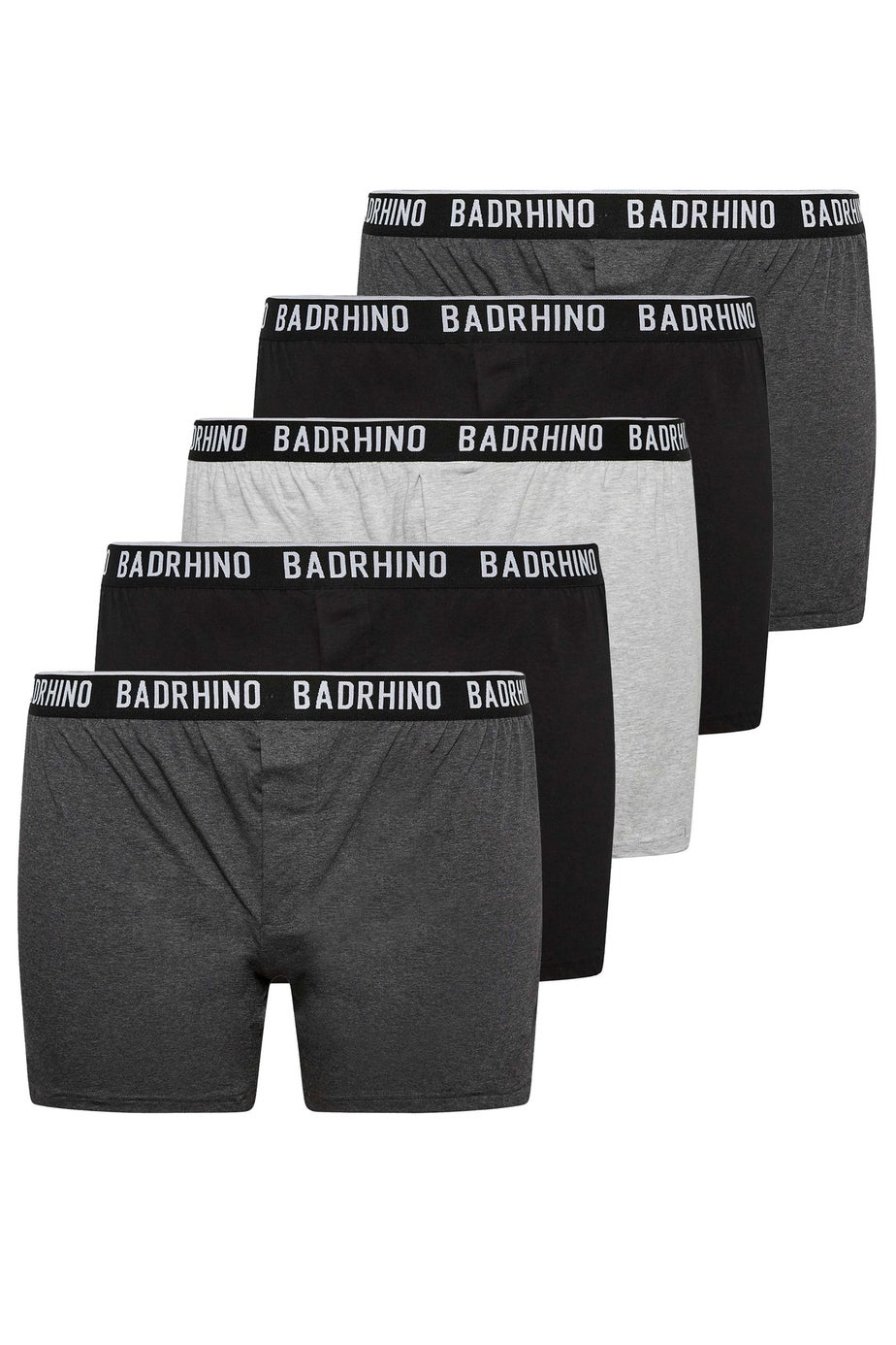 BadRhino 5 Pack Black & Grey Button Up Loose Fit Boxers