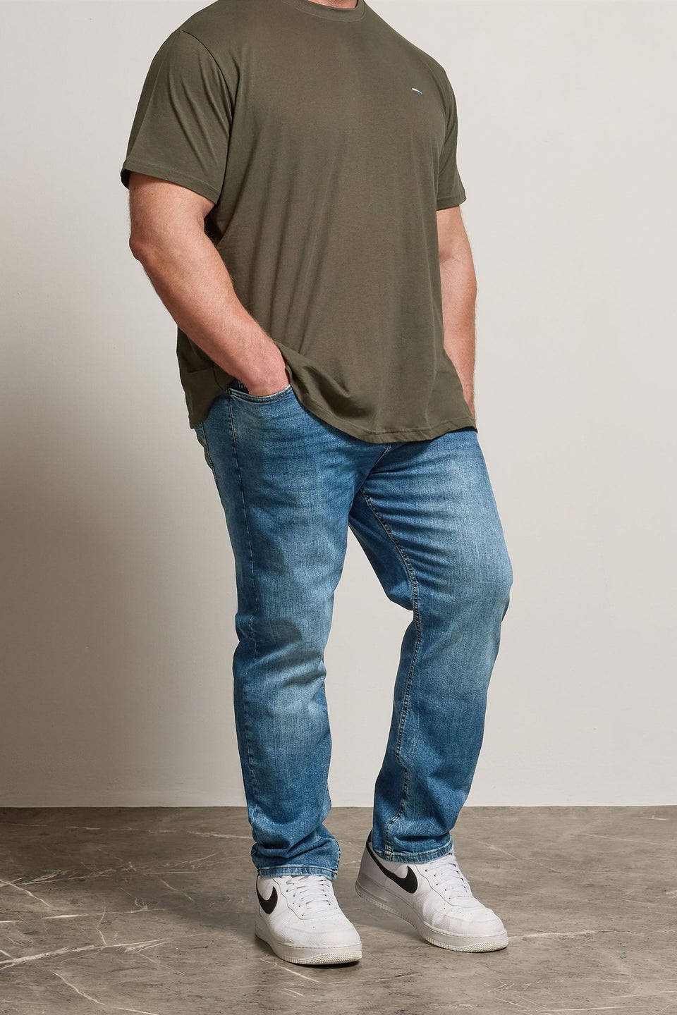 BadRhino Blue Washed Straight Leg Stretch Jeans