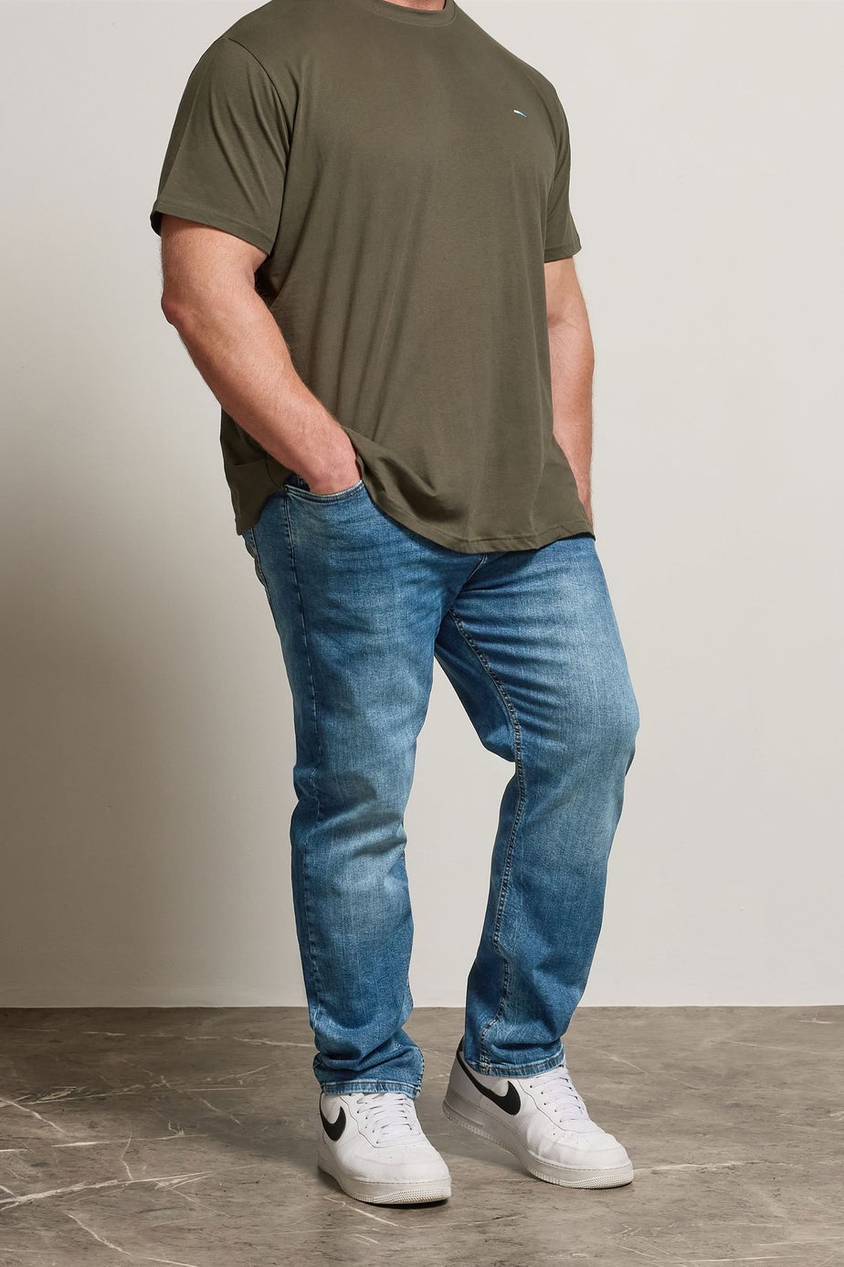 BadRhino Blue Washed Straight Leg Stretch Jeans