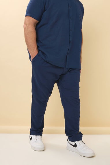 BadRhino Navy Blue Linen Formal Trousers