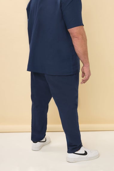 BadRhino Navy Blue Linen Formal Trousers