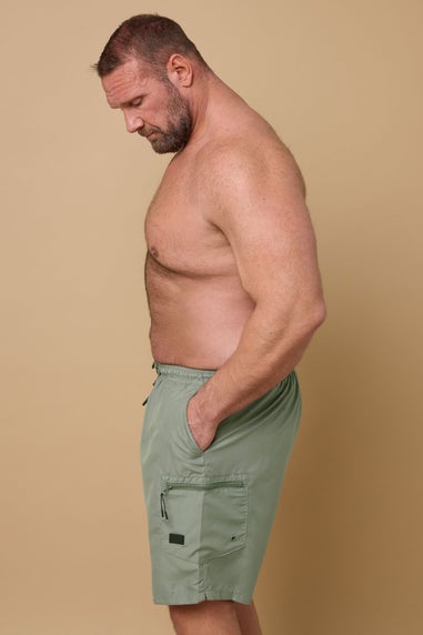 BadRhino Khaki Green Cargo Swim Shorts