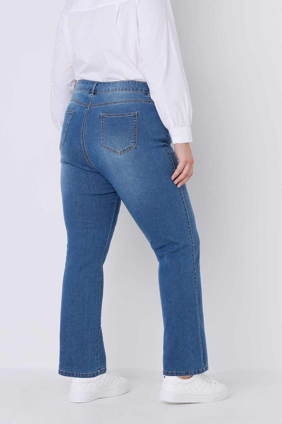 Evans Curve Fit Blue Mid Wash Straight Leg Jeans