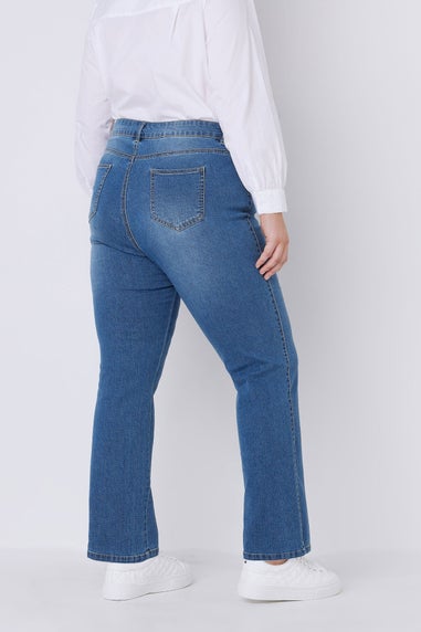 Evans Curve Fit Blue Mid Wash Straight Leg Jeans